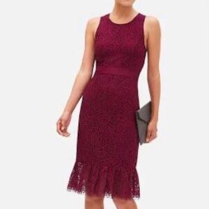 Banana Republic Rich Burgundy Lace Sheath Dress
